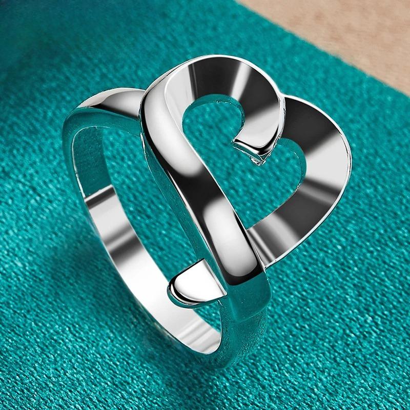925 Sterling Silver Heart 6-10# Ring for Women Wedding Lovers Party Fashion Charm Jewelry