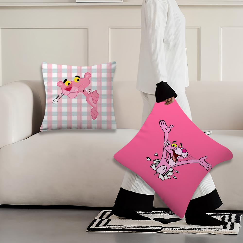 Cushion P-Pink Cover Soft Comfortable Pillow Case For Sofa Living Room Cartoon Panthers Home Office Decor Protective Covers