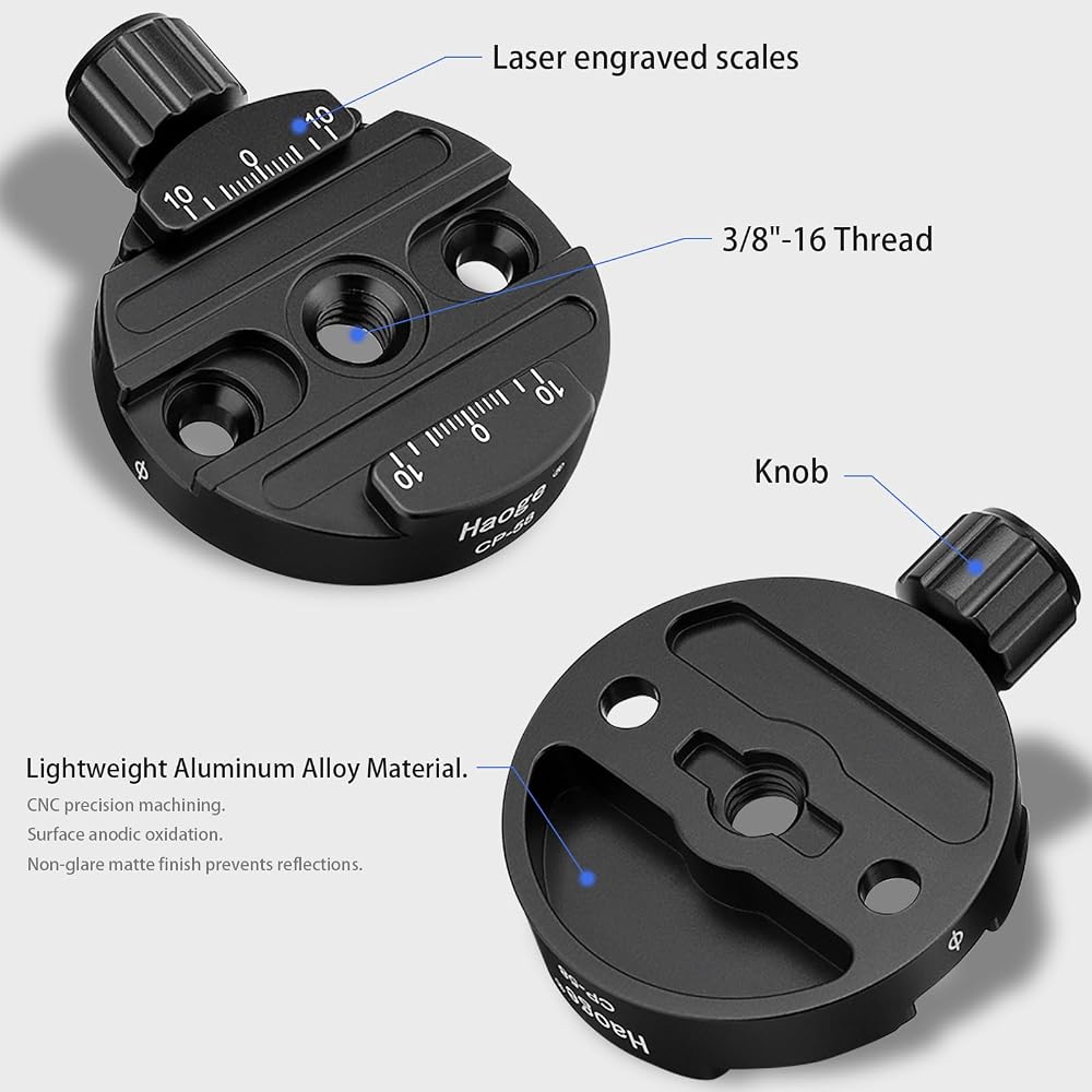 Haoge Combo Boss Adapter with CP-58 58 mm Arca-Swiss Compatible Quick Release Clamp for Manfrotto Tripod Ball Head Clamp Replacement