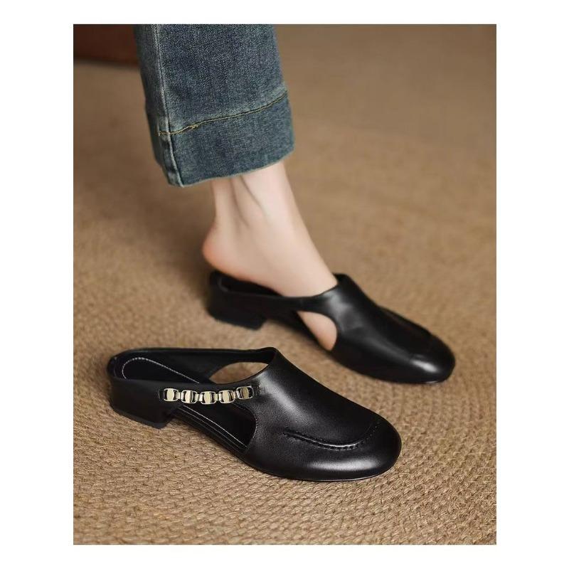 Summer wear light sandals women's new summer square thick root soft-soled shoes retro half slippers