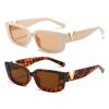 Retro Rectangle Sunglasses Women/Men Unisex with Fashion V-shaped Foots Outdoor Sunshade