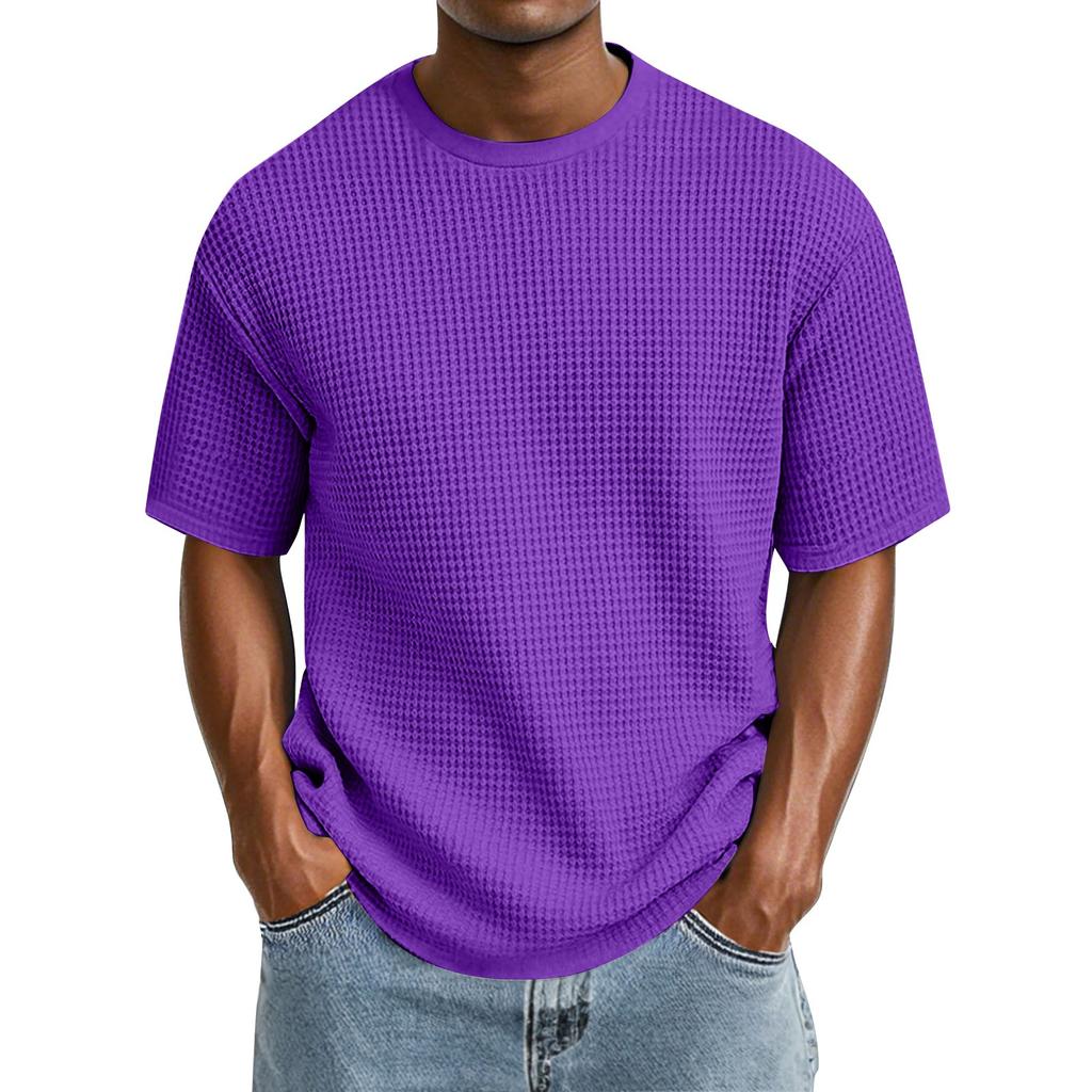 Camiseta Informal de Color de Moda para Hombre con Cuello Redondo y Manga Corta