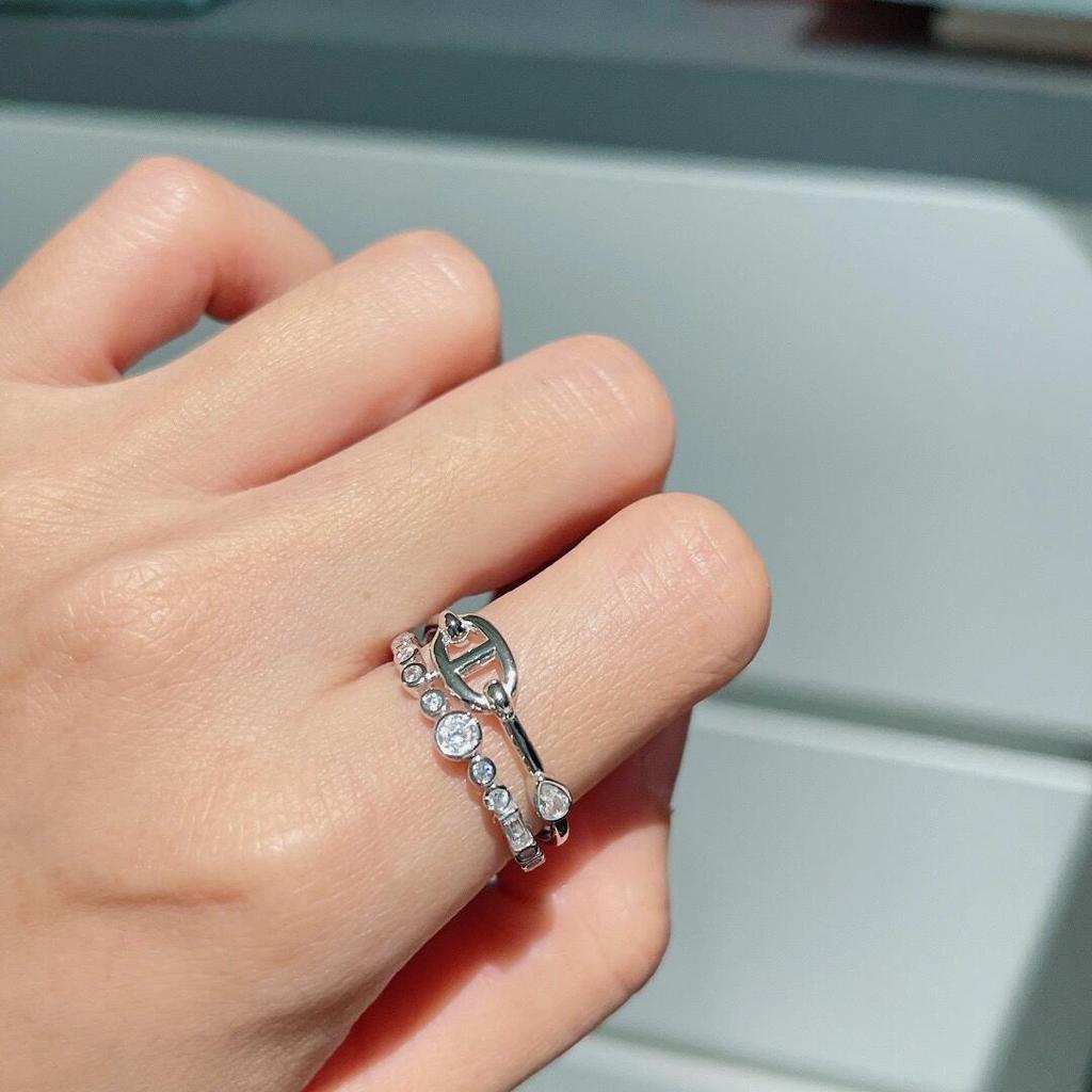 Hochwertiger, vergoldeter Diamant-Pagodenring im H-Stil – Vielseitiges Modeaccessoire im europäischen und amerikanischen Stil