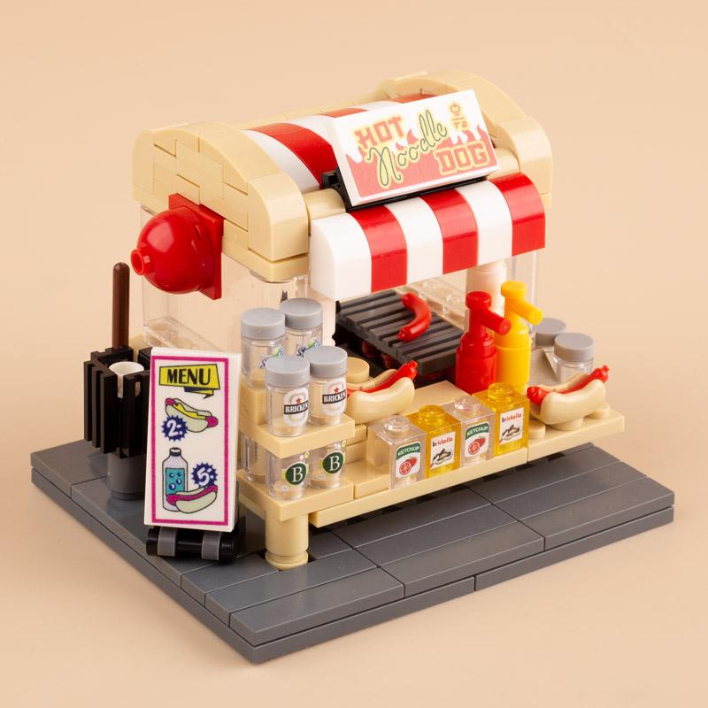 MOC Bricks Accessories City Supermarket Shop Store Building Blocks Street View Drink Food Vegetable Food Dessert Blocks Printed