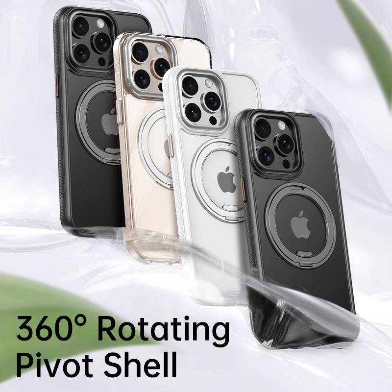KEYSION N52 Magnetic 360° Ring Case for MagSafe for iPhone 13 14 15 Pro Max Matte Transparent Shockproof Phone Cover