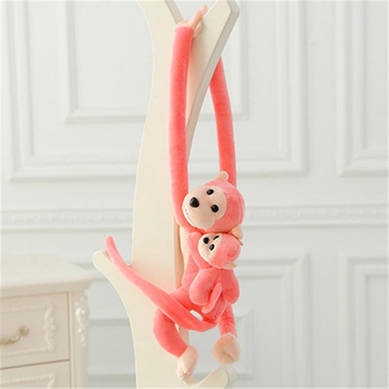 

Lovely 70cm Son on Mother s Back Long Arm Tail Animal Monkey Stuffed Doll Plush Toys LS рожевий