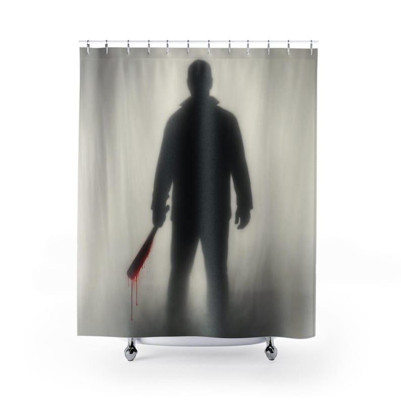 

Spooky Shadow Halloween Shower Curtain With Creepy Horror Pattern, Waterproof Scary Bathroom Decor For Themed Home Party W60H190(CM)-1 Pcs