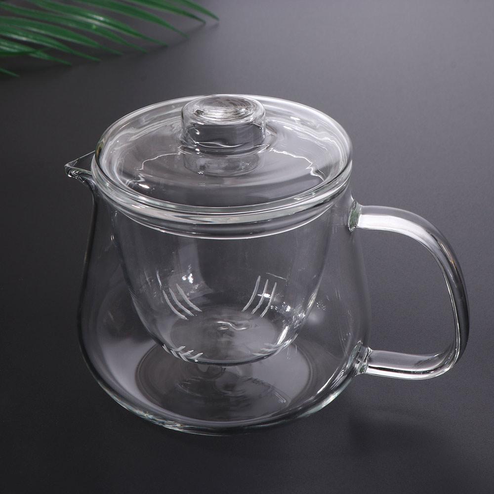 Transparent Tea Cup Set Heat Resistant Flower Teapot Ceremony Teawear Set  Oolong Tea Brewing