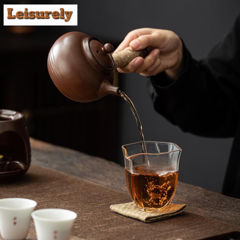Ancient Pottery Candle Warmer Tea Stove Alcohol Lamp Cooking Insulation Base Side Handle Pot Boiling Water Kettle Kung Fu Teaset