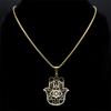 Flower of Life Fatima Hamsa Hand Pendant Necklace for Women Men Stainless Steel Gold Om Lotus Eye Chain Jewelry N8083S01