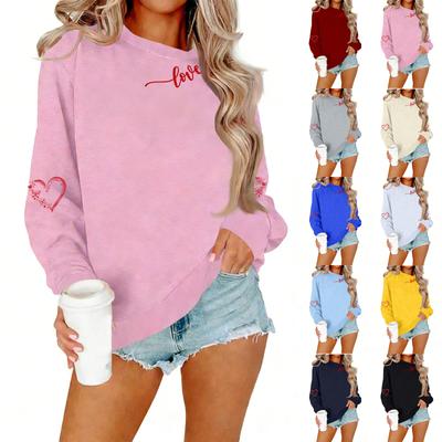 Sudadera con capucha informal para mujer con estampado y cuello redondo