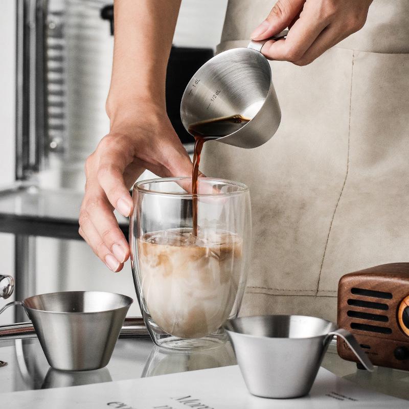 100ml Stainless Steel Measuring Cup Espresso Cups Small Coffee Milk Pitcher Jug Barista Espresso Shot Cup Measure Kitchen Tools
