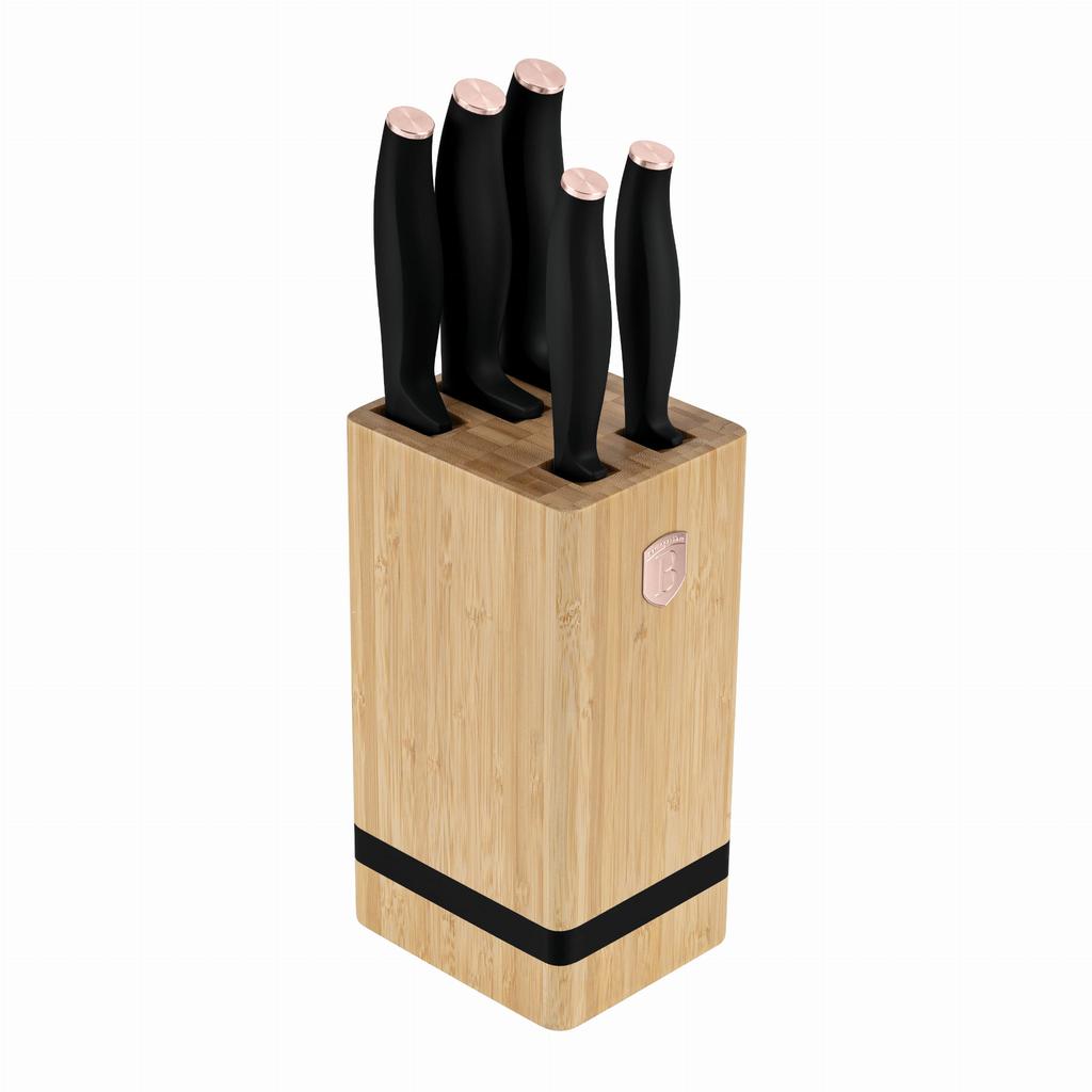 Zestaw noży w bloku bambusowym 6-ele BERLINGER HAUS Black Rose BH-2970