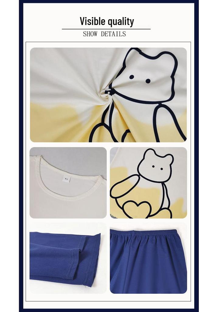 Women's Cute Simple Style Long Sleeve & Pants Imitation Cotton Pajama Set for Spring and Autumn
