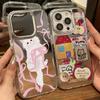 Fashion Mirror Cartoon Pattern Phone Case For IPhone 17e 16e 16 Pro Max 17 13 11 15 14 12 Air Cute Cat Painted Funda Hard Cover