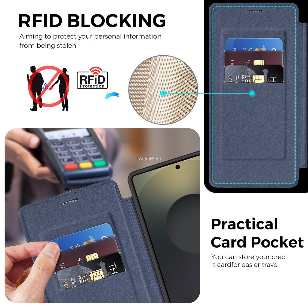 Magnetic Close Leather Flip Cover Case for Samsung Galaxy S25 Ultra S24 S23 S22 Ultra FE Wireless Charging 360 Rotating Bracket
