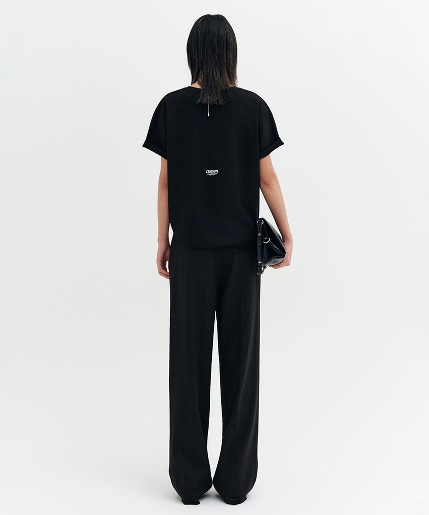 Lugkaeseuteu Eline Lettering Oversized T-Shirt_Black