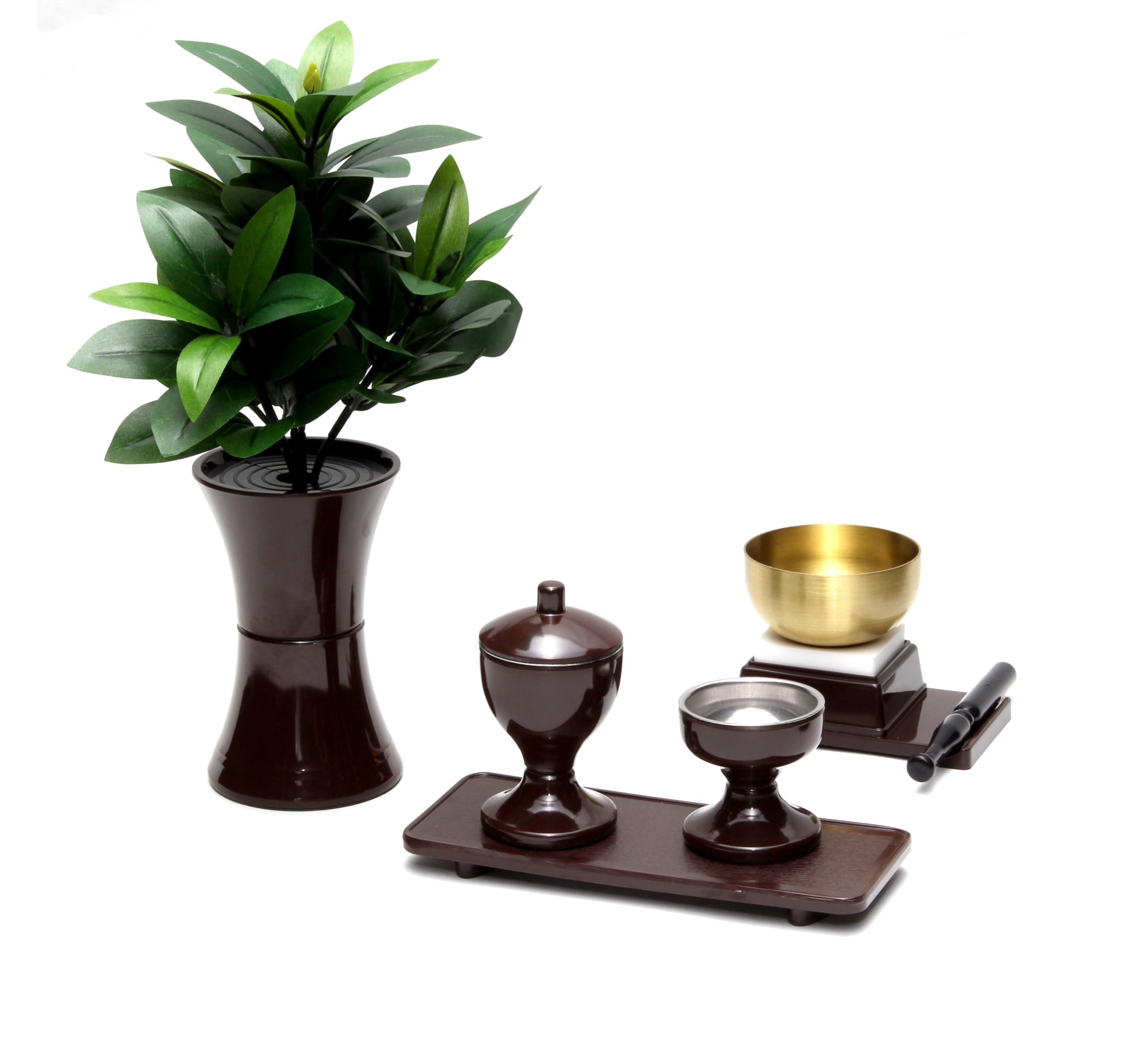 

Набор из 6 буддийских алтарных принадлежностей для мини-алтарей, включающий нержавеющий колокольчик, издающий приятный высокий звук, сосуд для воды, ри