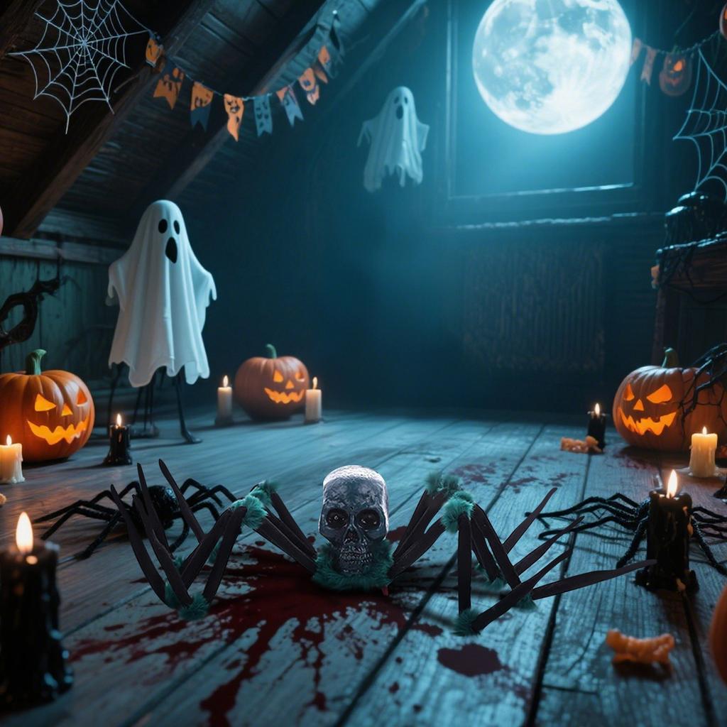 Halloween Decoration Horror, Halloween Giant Spider Decoration With Glowing Eyes, Crawling , With Sound Effects, Suitable For Indoor And Outdoor