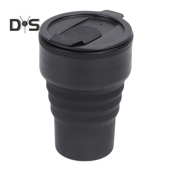 

Складная силиконовая дорожная кружка 12 унций, портативная складная кофейная кружка для кемпинга, пеших прогулок, поездок на работу, герметичная экологически чистая бутылка для воды с широким горлом чёрный