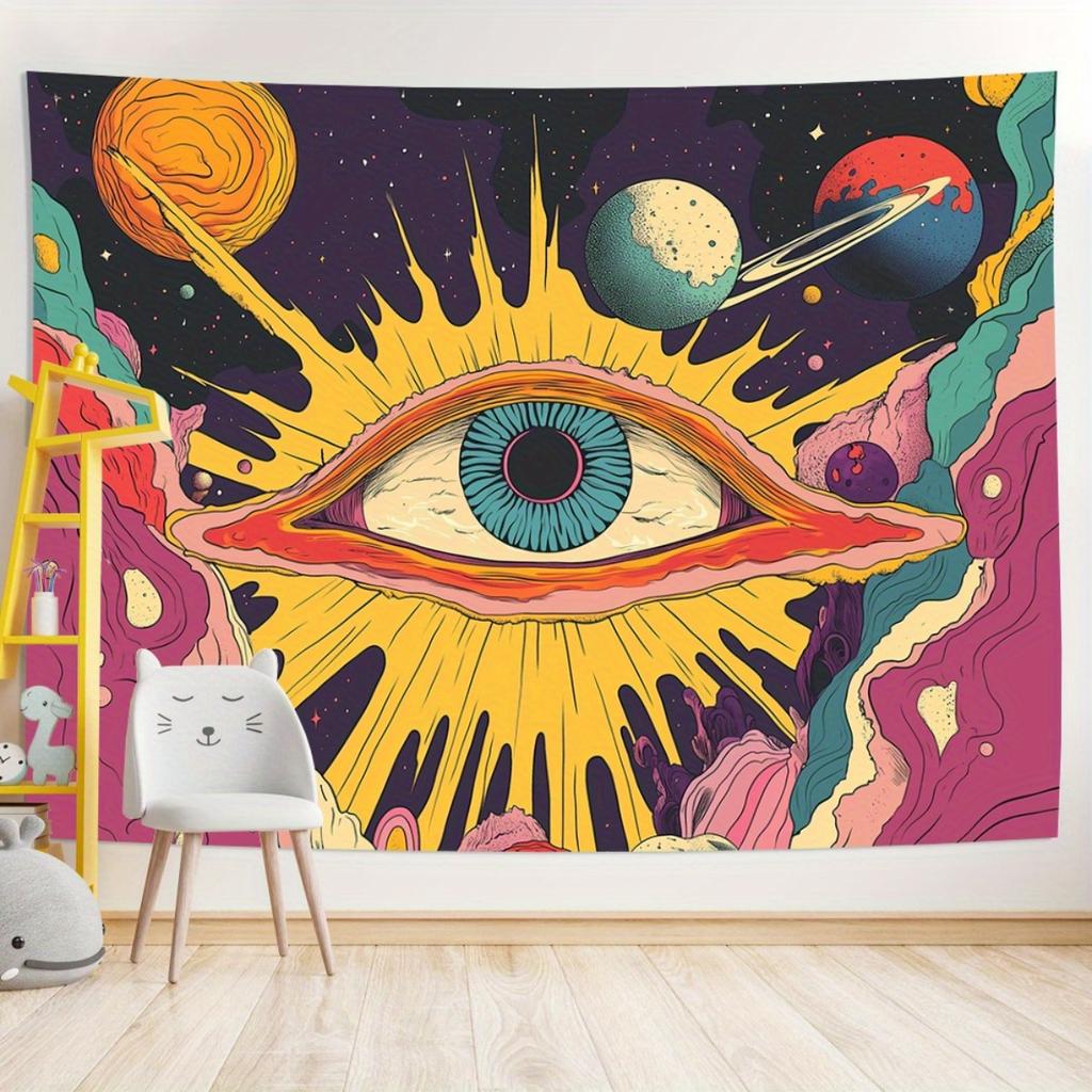 Space Eye Psychedelic Tapestry Retro Trippy Wall Art for Living Room Bedroom Office Party Home Decor