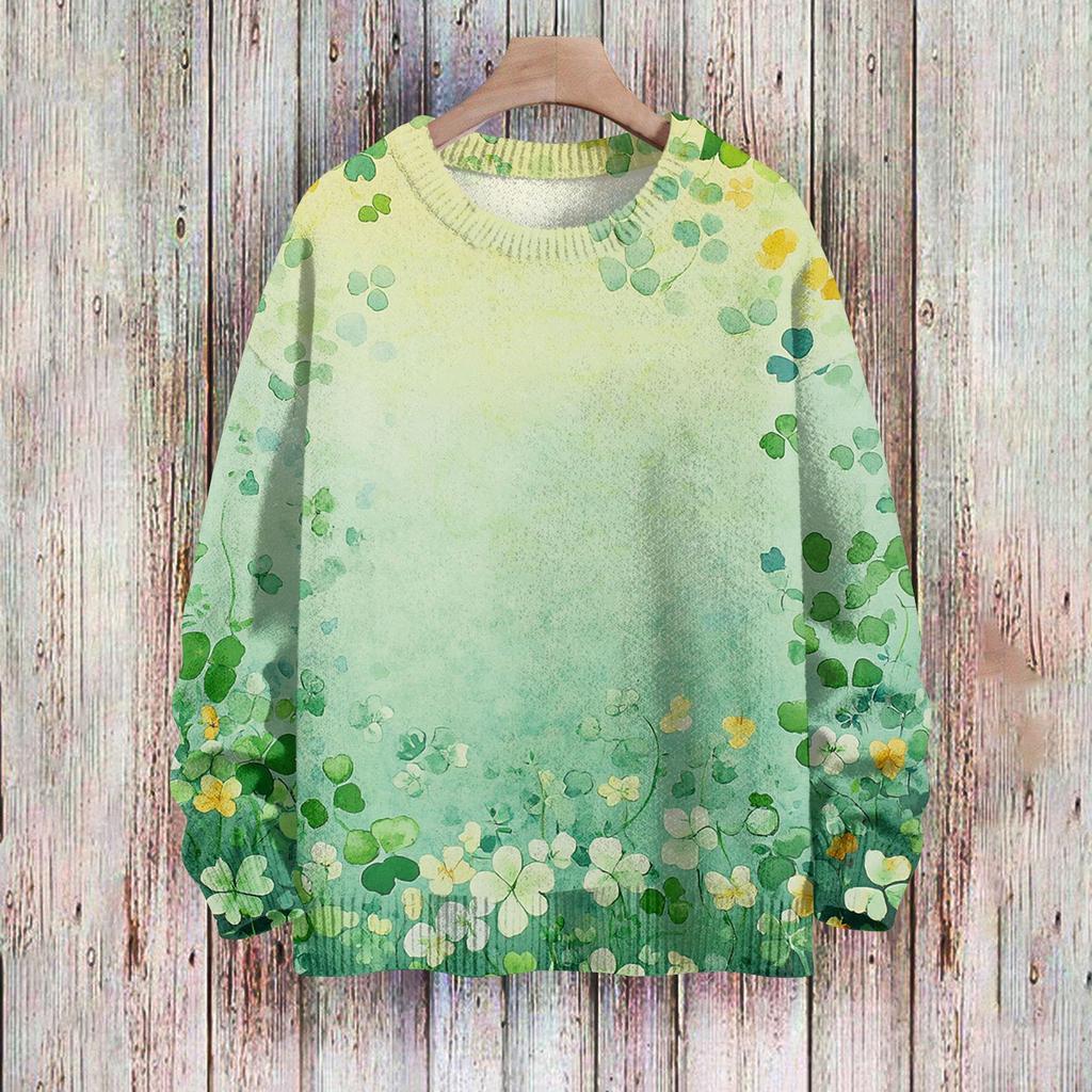 Happy  Sweatshirts For Women Knit Sweater Cute Shirt Fall Crewneck Pullover Tops