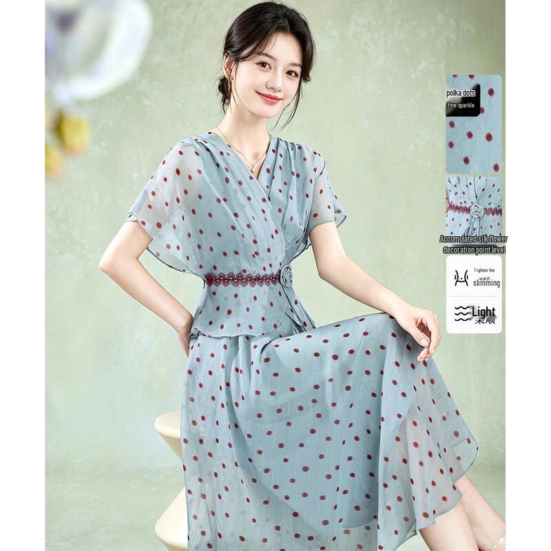 Meilanli Elegant Retro Polka Dot Sleeveless A-Line Midi Dress XL