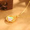 Chinese Lotus Enamel Pendant Necklace: Vintage Style, Hollow Design, Clavicle Chain, High-End.