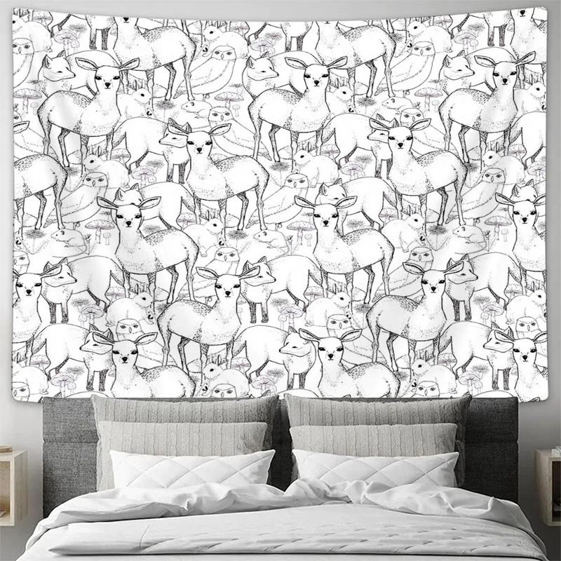 unframed Boho Tapestry Wall Hanging Nature Deer Forest Animals Aesthetic Room Decor Vintage Home Decor Dorm Room Wall Art Large
