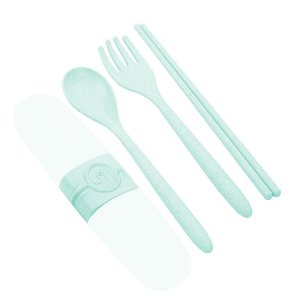 

Ложка Вилка Палочки для еды Портативный набор столовых приборов для путешествий на открытом воздухе Кемпинг Чехол синий