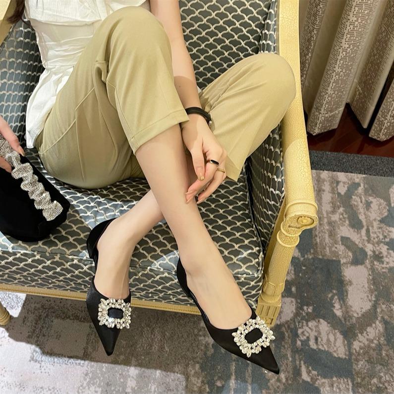

Роскошные туфли с пряжкой из кристаллов, женские туфли на плоской подошве, туфли-лоферы D orsay для вечеринок, женские шелковые балетки, платье, женская свадебная обувь 5 чёрный