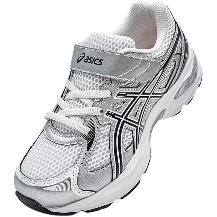Asics Kids Sonic Comfortable Soft Low-Top Running Shoes Kids sneaker Silver White Black 1014A386-100