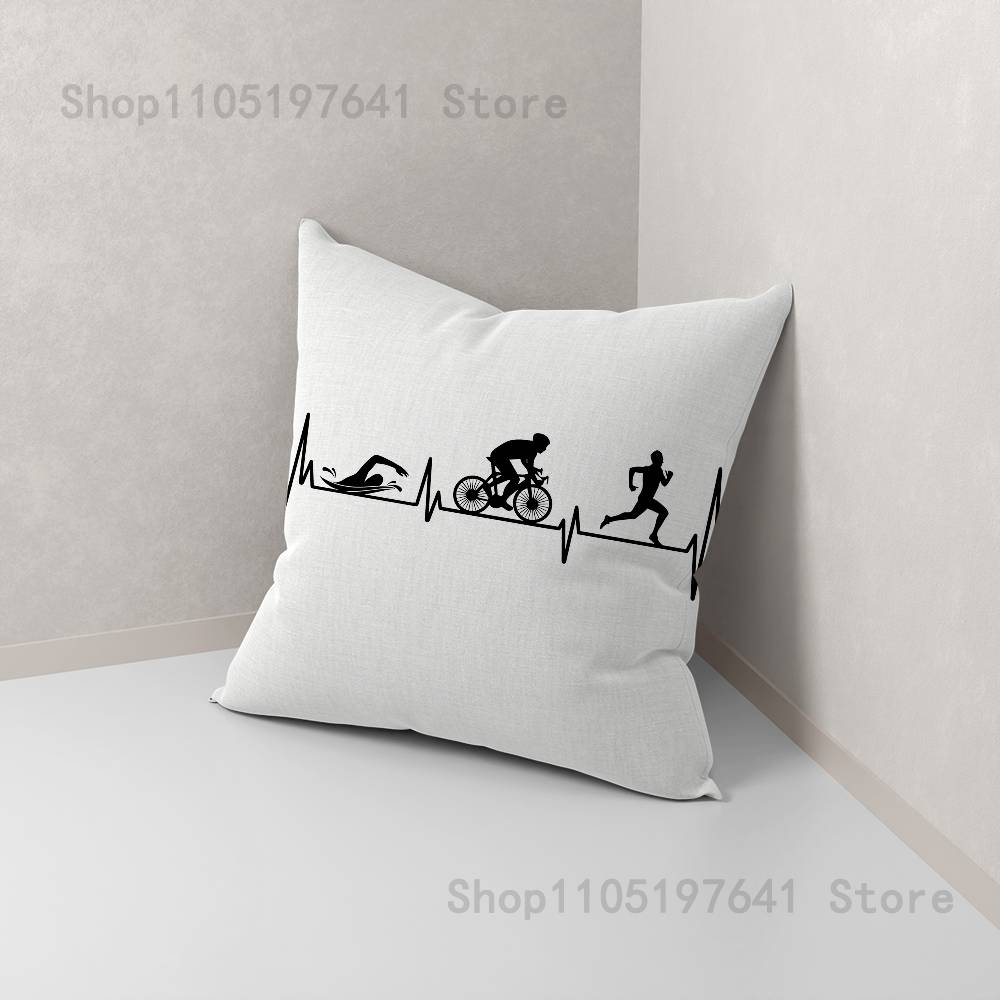 Triathlon Swim Bike Run Tri Life Pillow Case For Sofa Decor Car Office Room Printing Cushion Cover Decorations and Protector