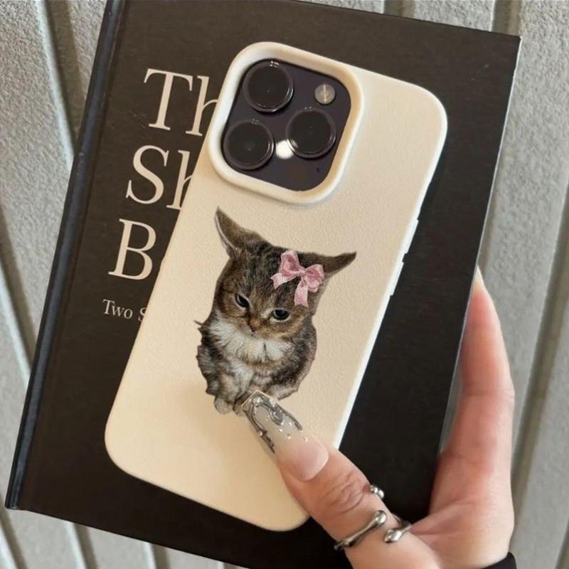 Mignon Et Adorable Design de Chaton à Noeud Papillon pour iphone 17 16 Pro Max/14/16/15/13 Pro/12/11 Housse de Protection Durable Et Anti-Choc