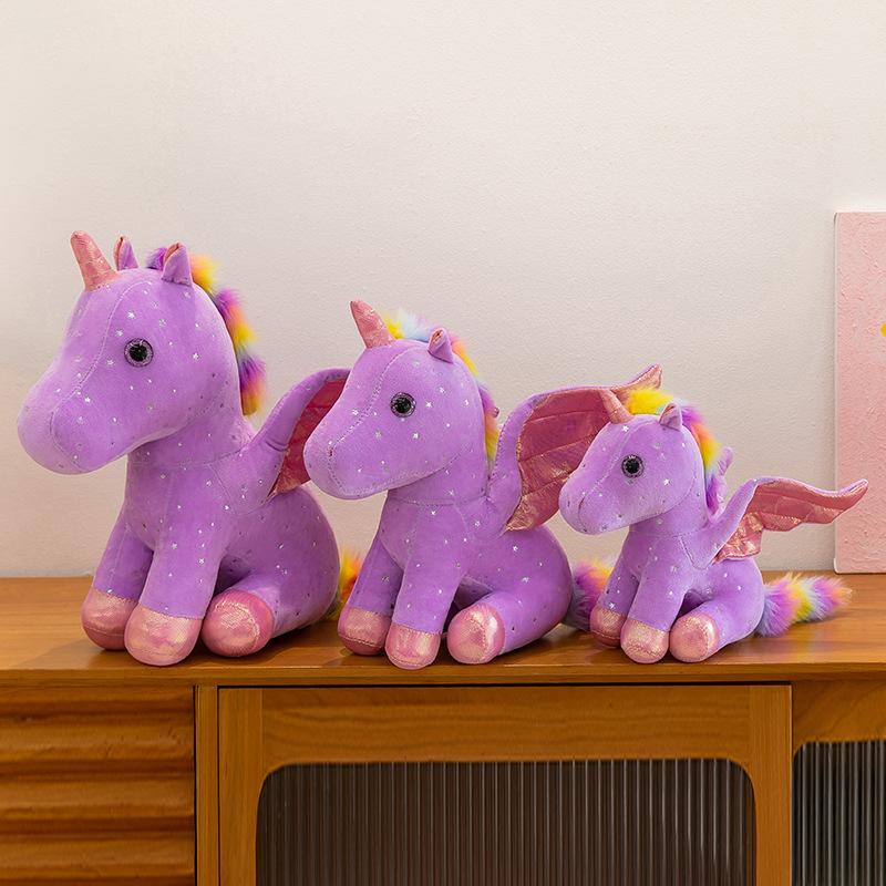 Colorful Unicorn Plush Toy Cute Rainbow Pony Doll Children Accompany Pillow