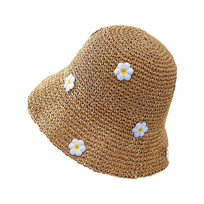 Fisherman Hat Summer Straw Hat with Flower Decoration Perfect for Teens Ladies Seeking Style Comfort