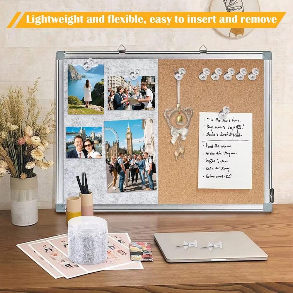 100pcs/box Transparent Transparent Push Pins Plastic Reusable Push Pins Tacks Sharp Point Rust Resistant Thumb Tacks
