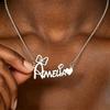 Custom Elegant Charm With Heart Name Bow Necklace For Women Girls Birthday Personalized Stainless Steel Christmas Jewelry Gift