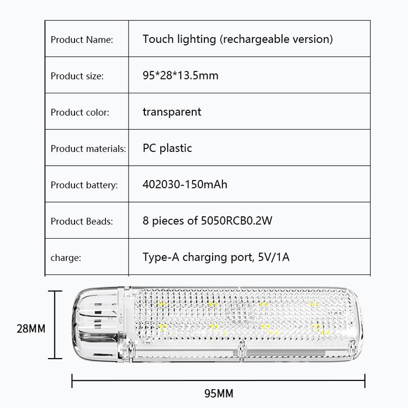 5V Car LED RGB Atmosphere Light USB Charging Magnetic Suction Wireless Touch Light Reading Lamp Interior Ambient Night Light