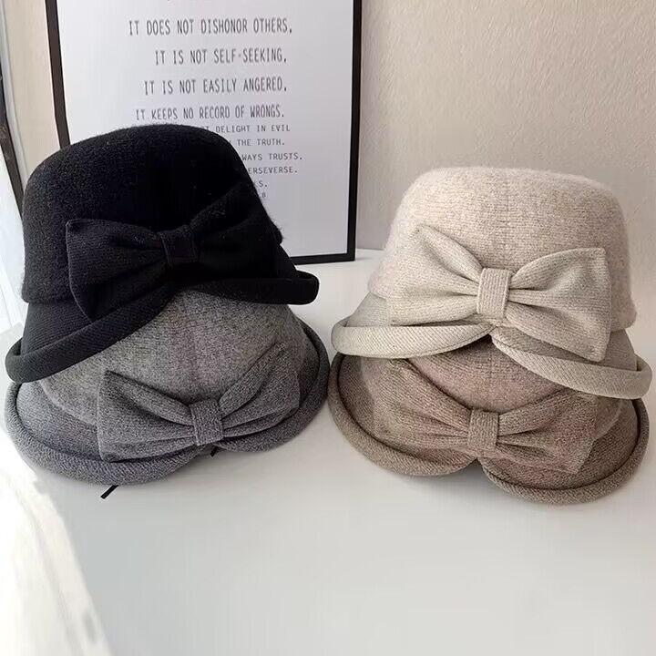 Women'S Fashion Knit Fabric Fisherman Hat, Lightweight Fall & Winter Warm Basin Cap, Hand Wash Only, Elegant Mother'S Hat