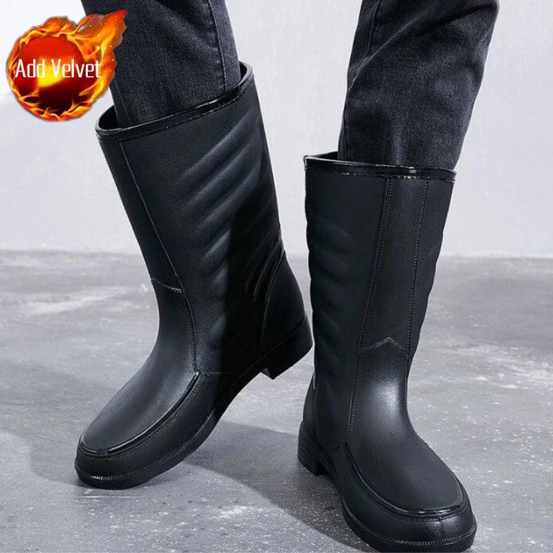 

Мужская обувь Водонепроницаемые и нескользящие ПВХ модные резиновые сапоги для мужчин без шнуровки резиновые износостойкие галоши City New Garden 44