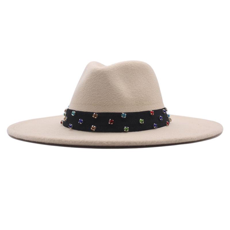 European and American New Felt Jazz Hat British Gentleman Woolen Colorful Diamond Ribbon Top Hat