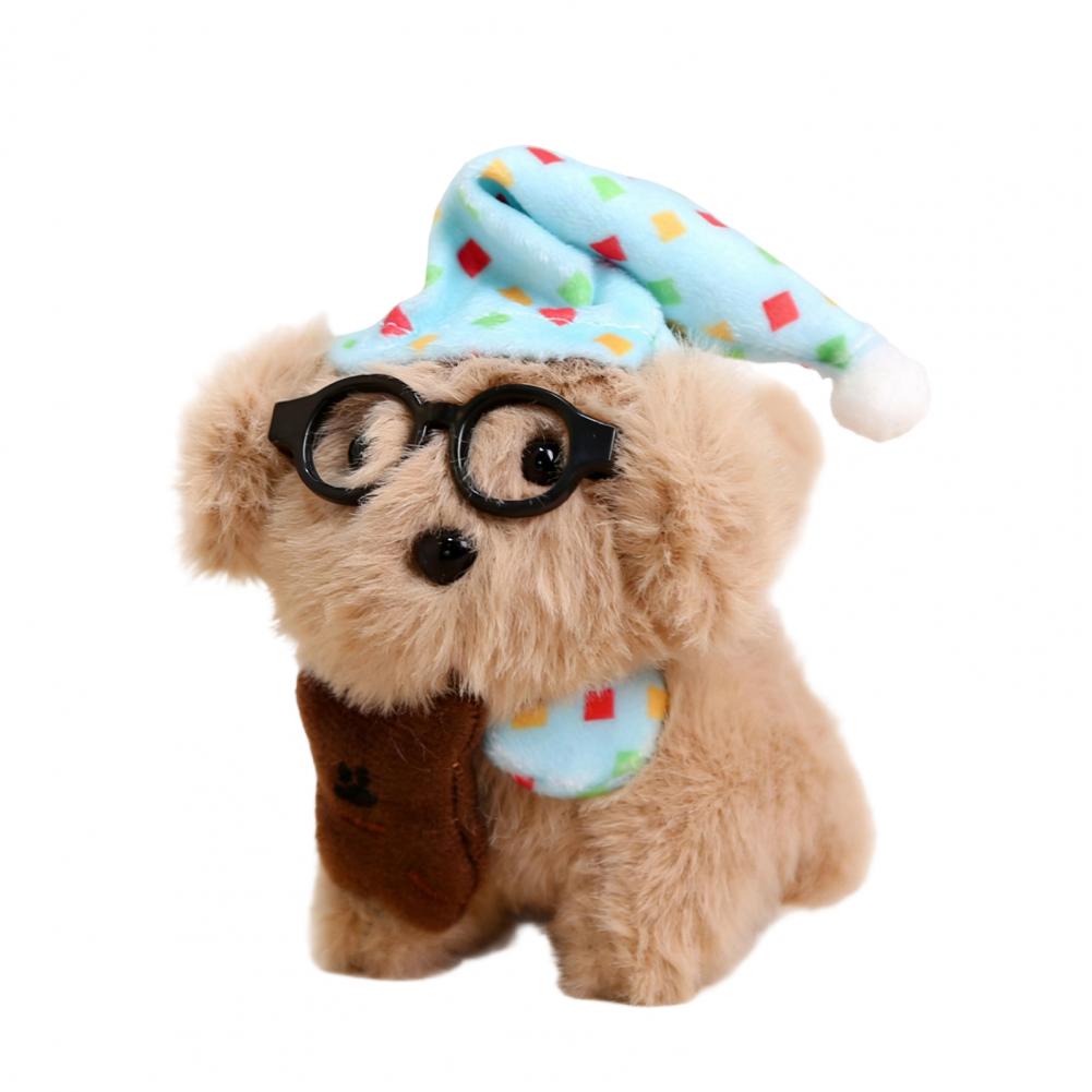 Sleeping Glasses Dog Plush Keychain Cute Puppy Backpack Charm with Wizard Hat & Bib Soft PP Cotton Stuffed Doll Gift 91