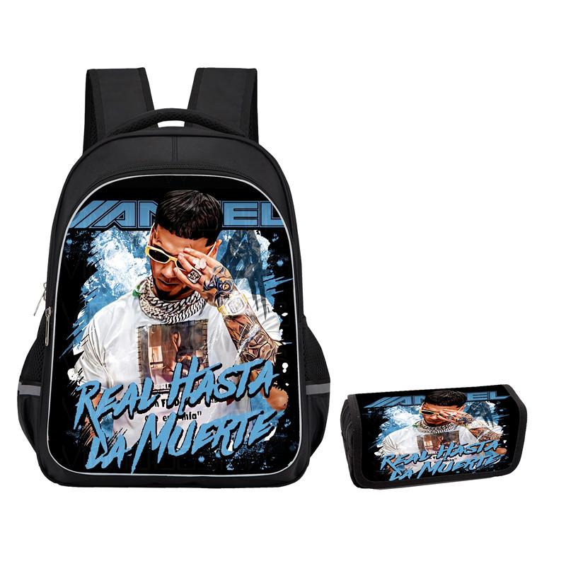 Mochila Anuel Aa para Hombre y Mujer Bolsa Escolar Casual Gran Capacidad Caja de Almacenamiento para Material Escolar Tipo Solapa