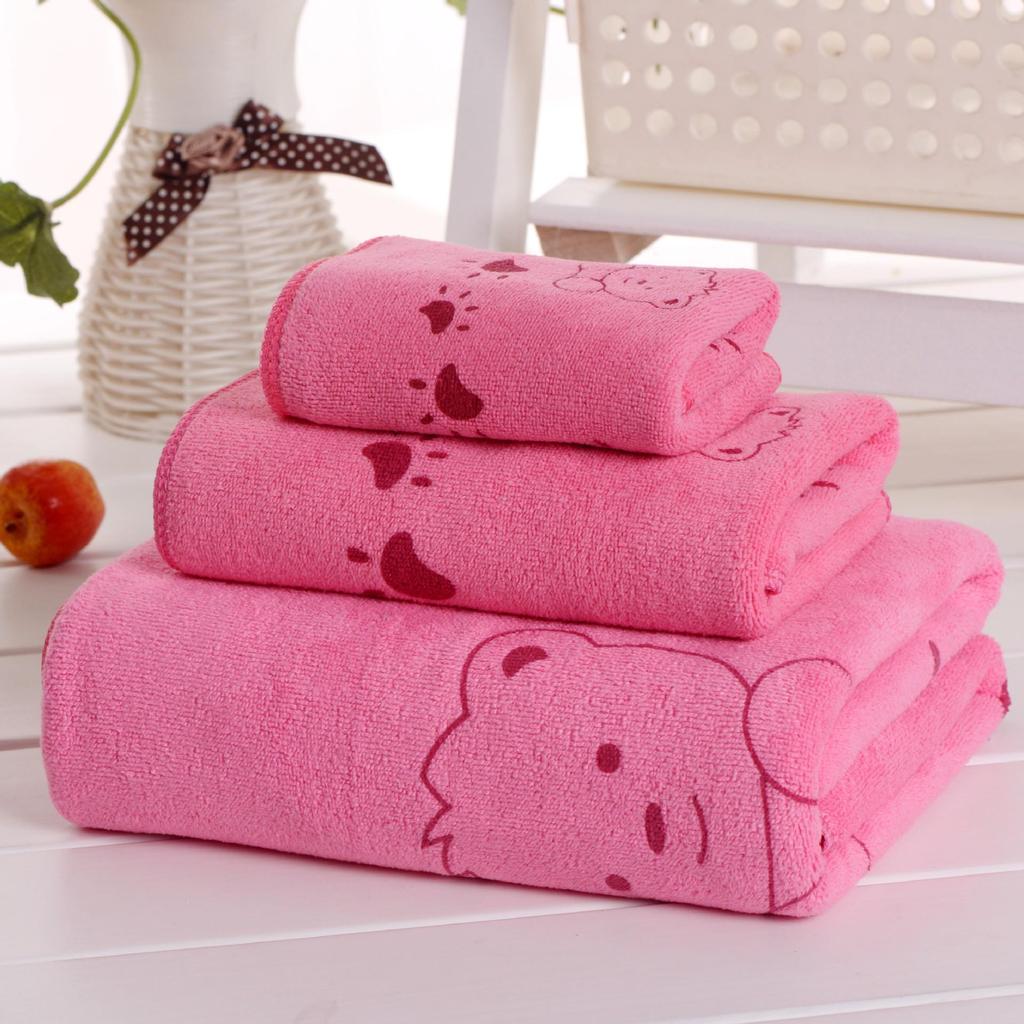 Cartoon Bath Towel Set: Absorbent, Large, 3-Piece Gift Box for Women