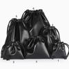 Outdoors Camping Game Toys Jewelry Storage Bag Multi-function Black Faux Leather Drawstring Pouch