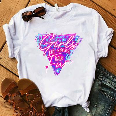 Neue Lustige Mädchen Wollen Nur Spaß Haben Bedruckte T-Shirts Mode Frauen Kurzarm Cool Sommer Lässige Oberteile