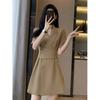 Summer New Office Lady Elegant Fashion Waist Dress Femme Short Sleeve Temperament Solid Robe Vestidos De Fiesta Women's Clothing