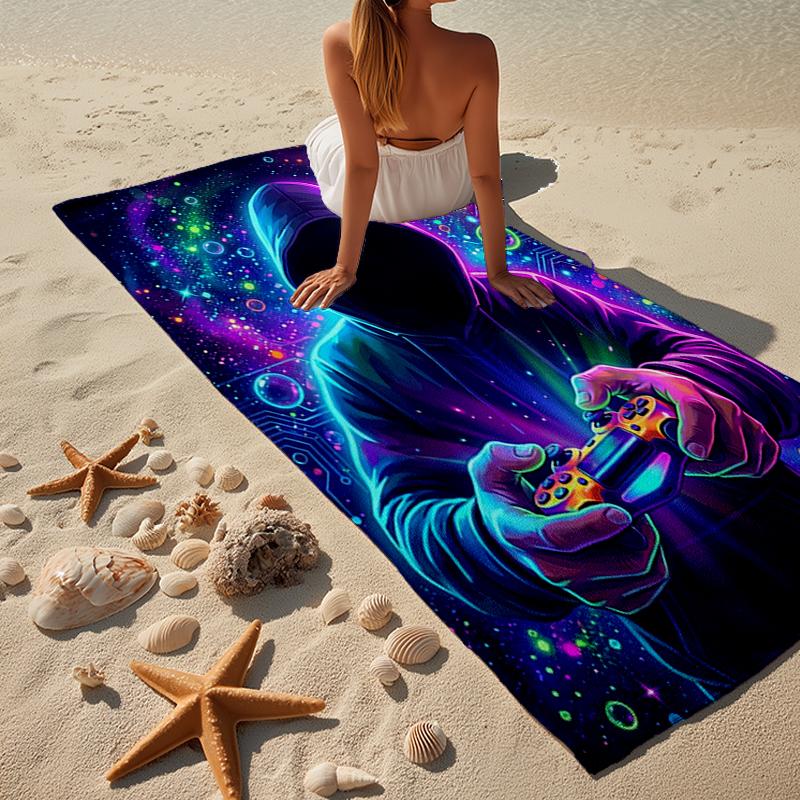Cyberpunk Neon Gaming Beach Towel, Super Soft Microfiber, Gift for Her/Him, Birthday, for Pool, Beach, Travel, Home Decor Fan gifts