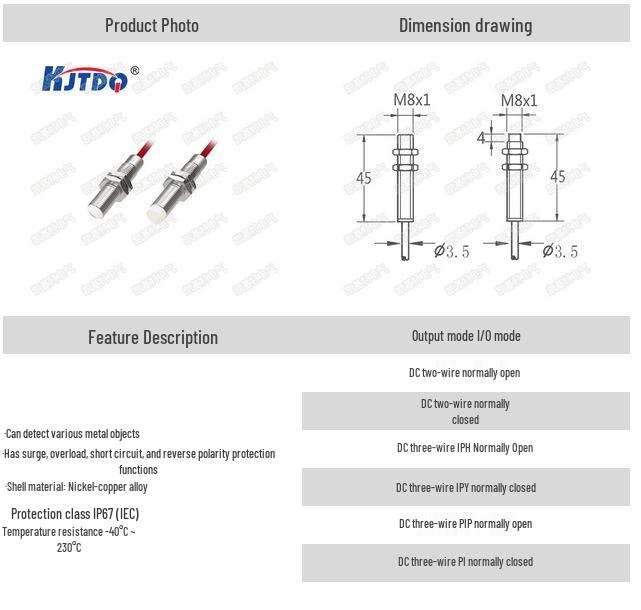 KJTDQ High-Temp M8 Proximity Sensor 24V NPN DC 36V